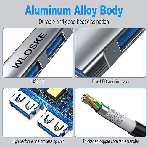 Miniatura 5 de Hub USB 3.0 - Expansor divisor de concentrador USB A de 3 puertos para laptop, PC con Windows, Mac, teclado, unidad flash, disco duro móvil