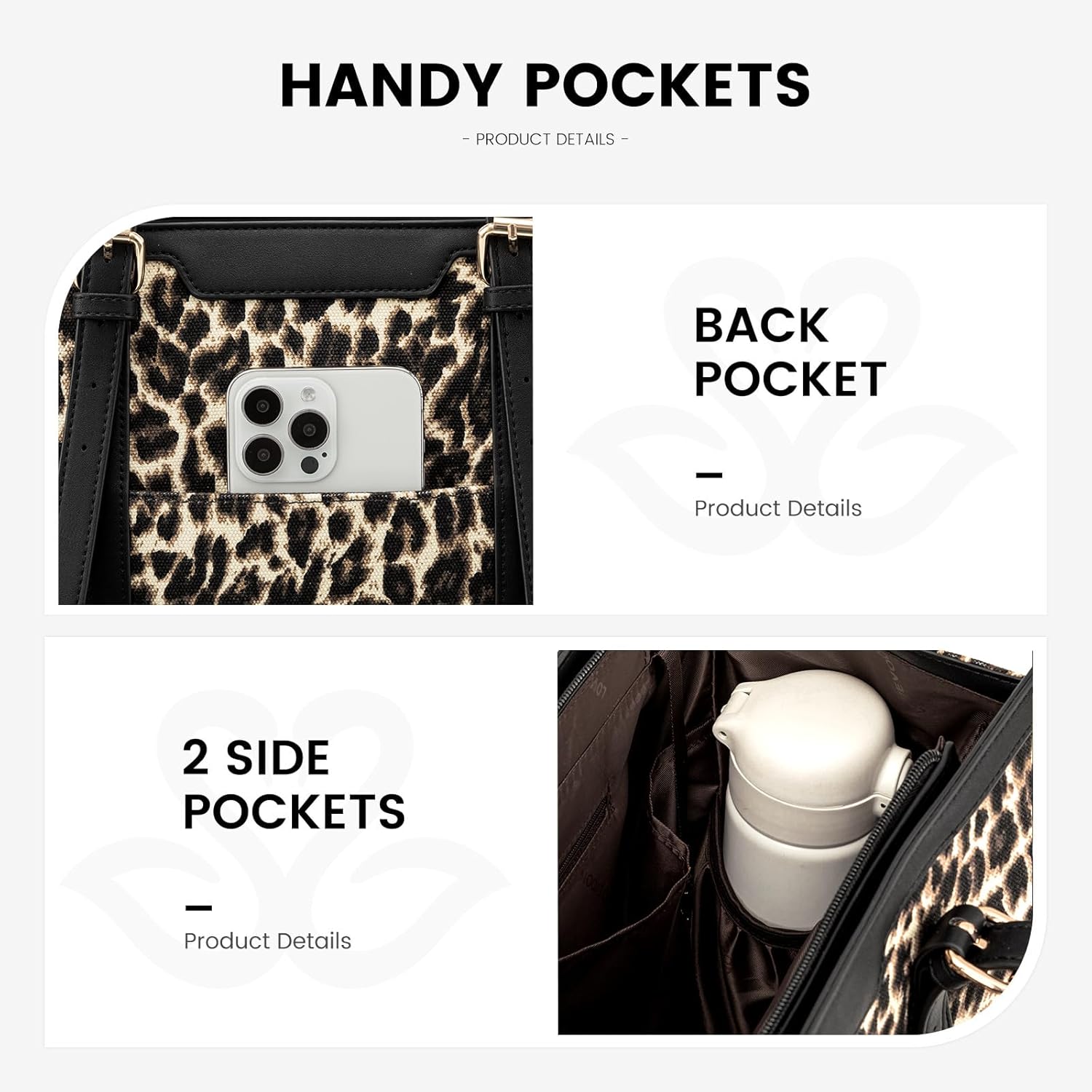 LOVEVOOK Laptop Bag for Women - 15.6 inch Lightweight Canvas Laptop Tote, Large Capacity Computer Bag with Clutch Purse for Business, Work, Office, Travel, Leopard - Image 5