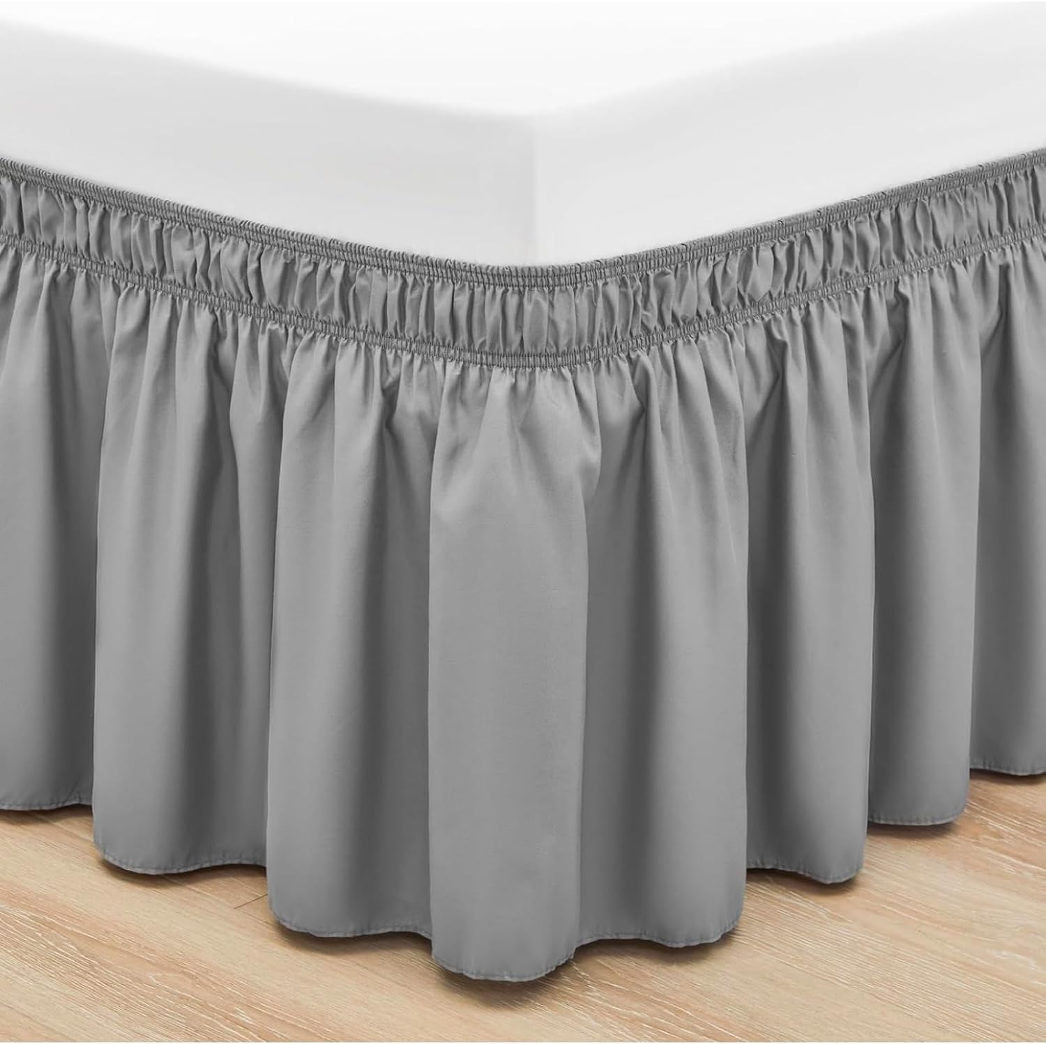 Pink Bed Skirts Dust Ruffle for King/California King Size Bed,Wrap Around Dust Ruffle Bed Skirt, 16 inch Tailored Drop with Adjustable Elastic Belt, Easy to Install and Clean, Pink King