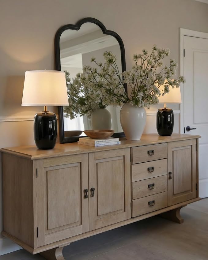 Lámpara de Mesa PUSU Negra Cerámica 22 Pulgadas, 2 Piezas miniatura 6