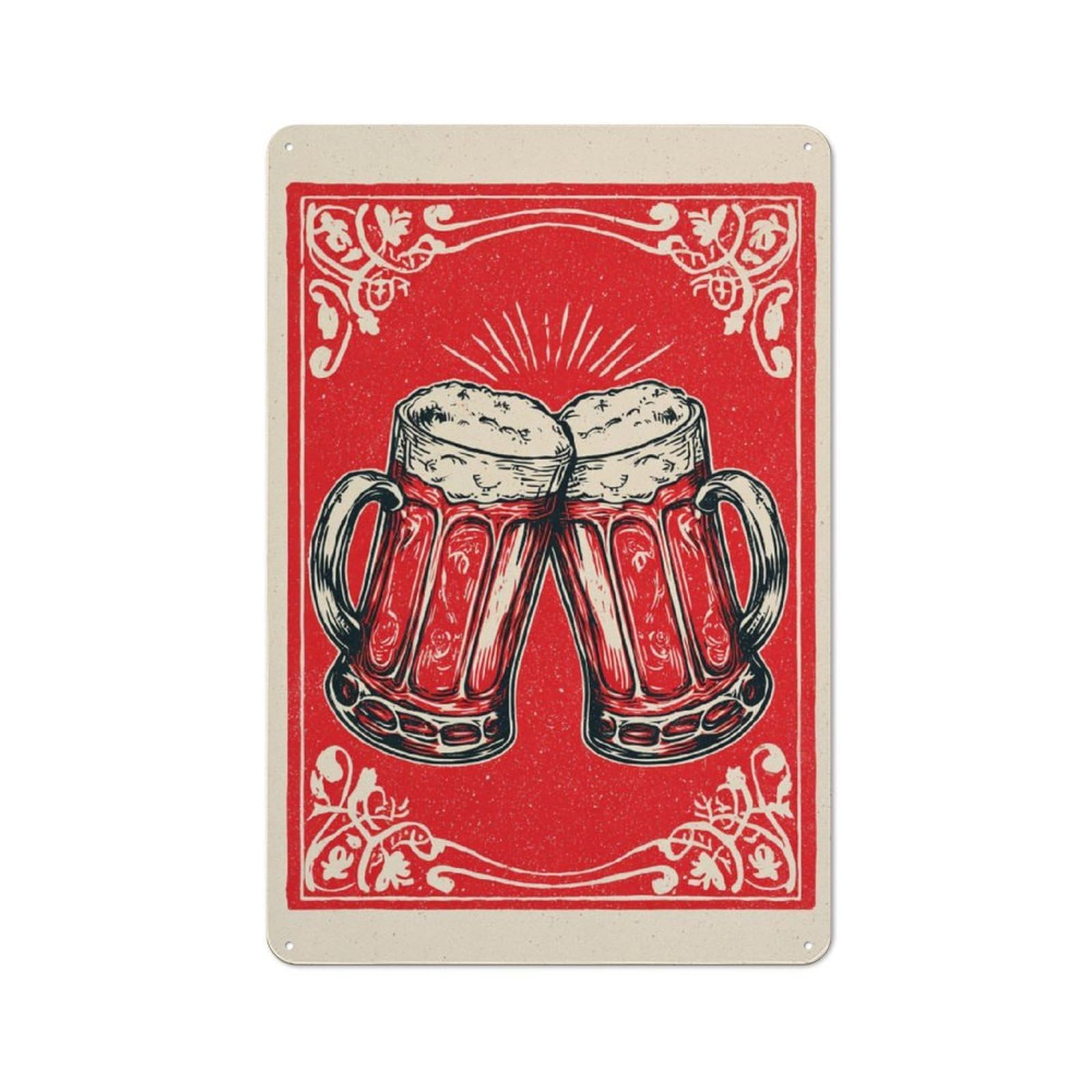 Junmoney Cheers To Beer Tin Wall Plaque 30X20cm With For Bar Or Restaurant, Autumn Wall Decor For Hospitality Decor Collectors