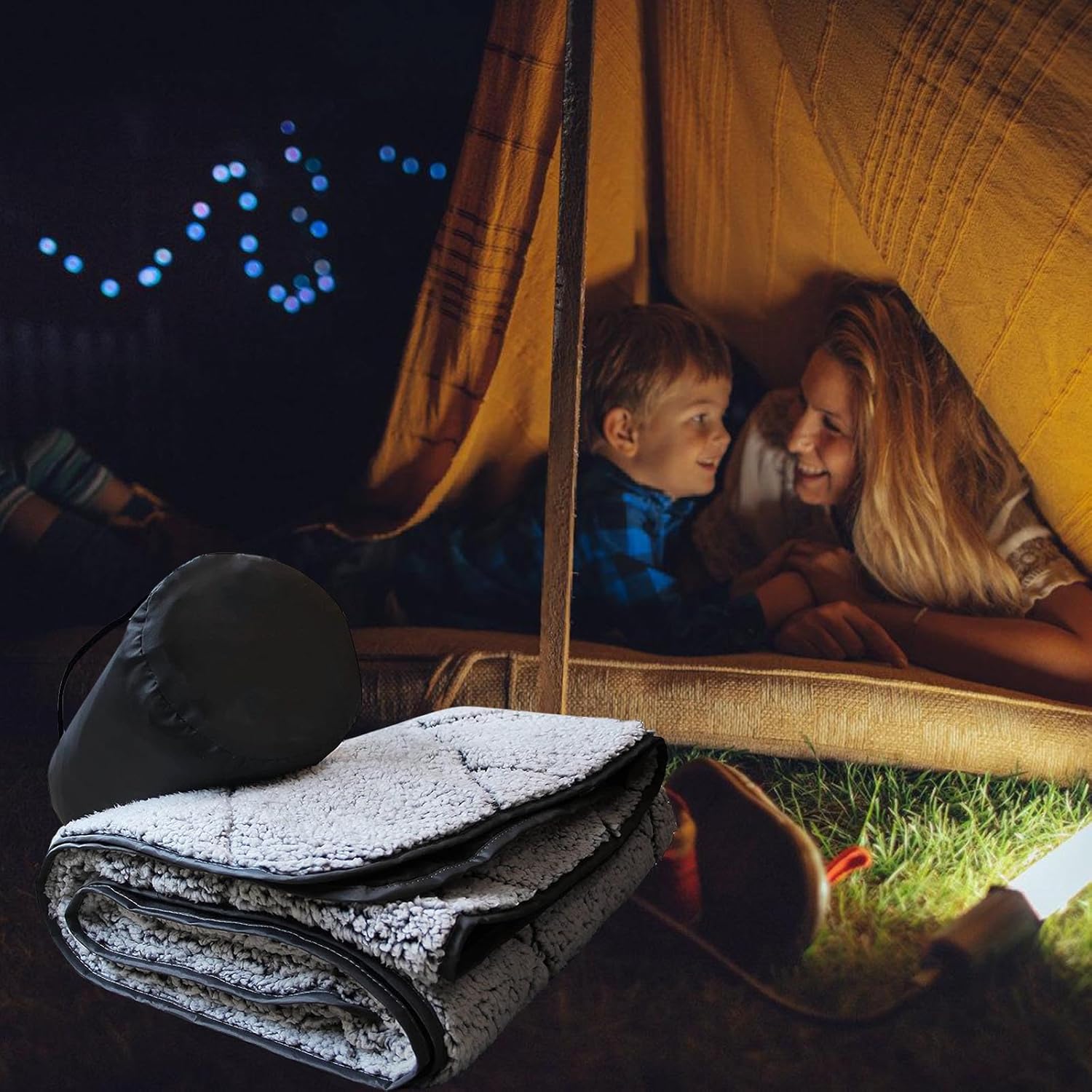 Portable Fleece Camping Blanket Soft Moistureproof Folding Mat Waterproofs Outdoor for Camping Picnics Waterproofs