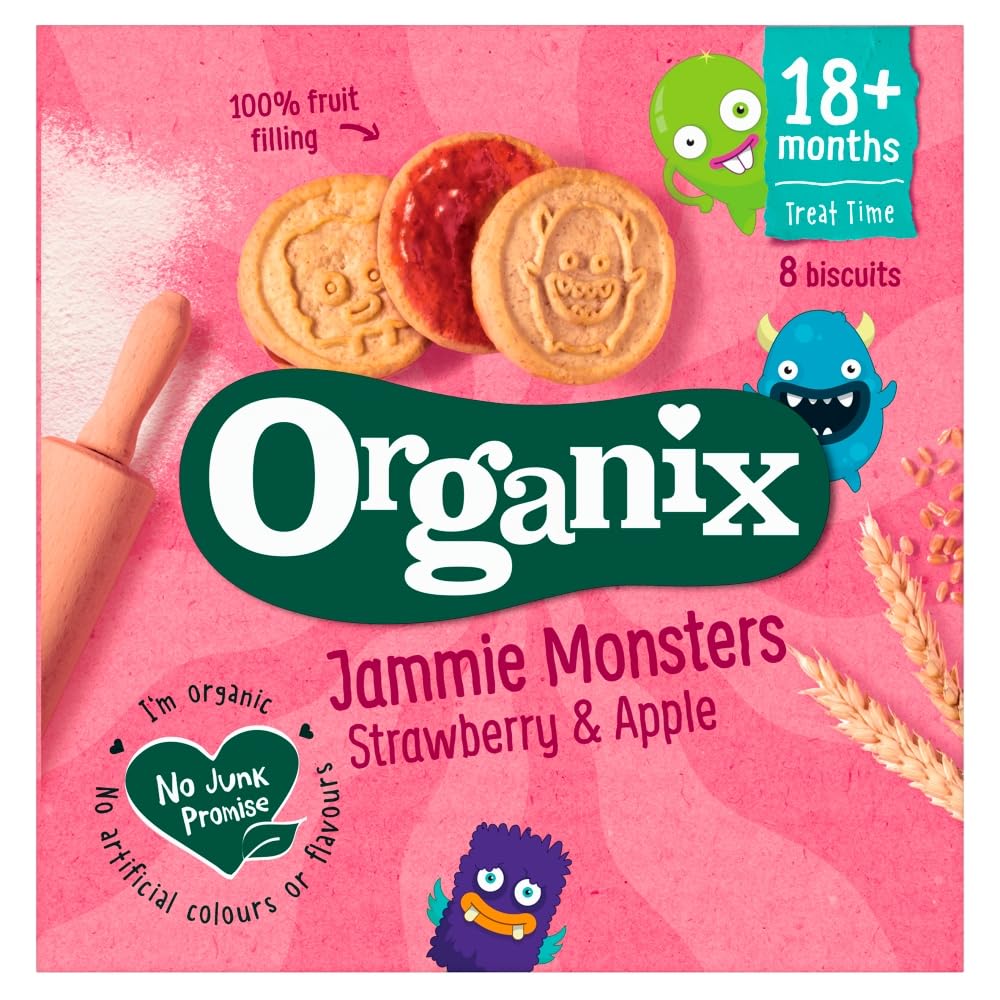 Organix Jammie Monsters Strawberry & Apple 18+ Months, 8x8g (64g)
