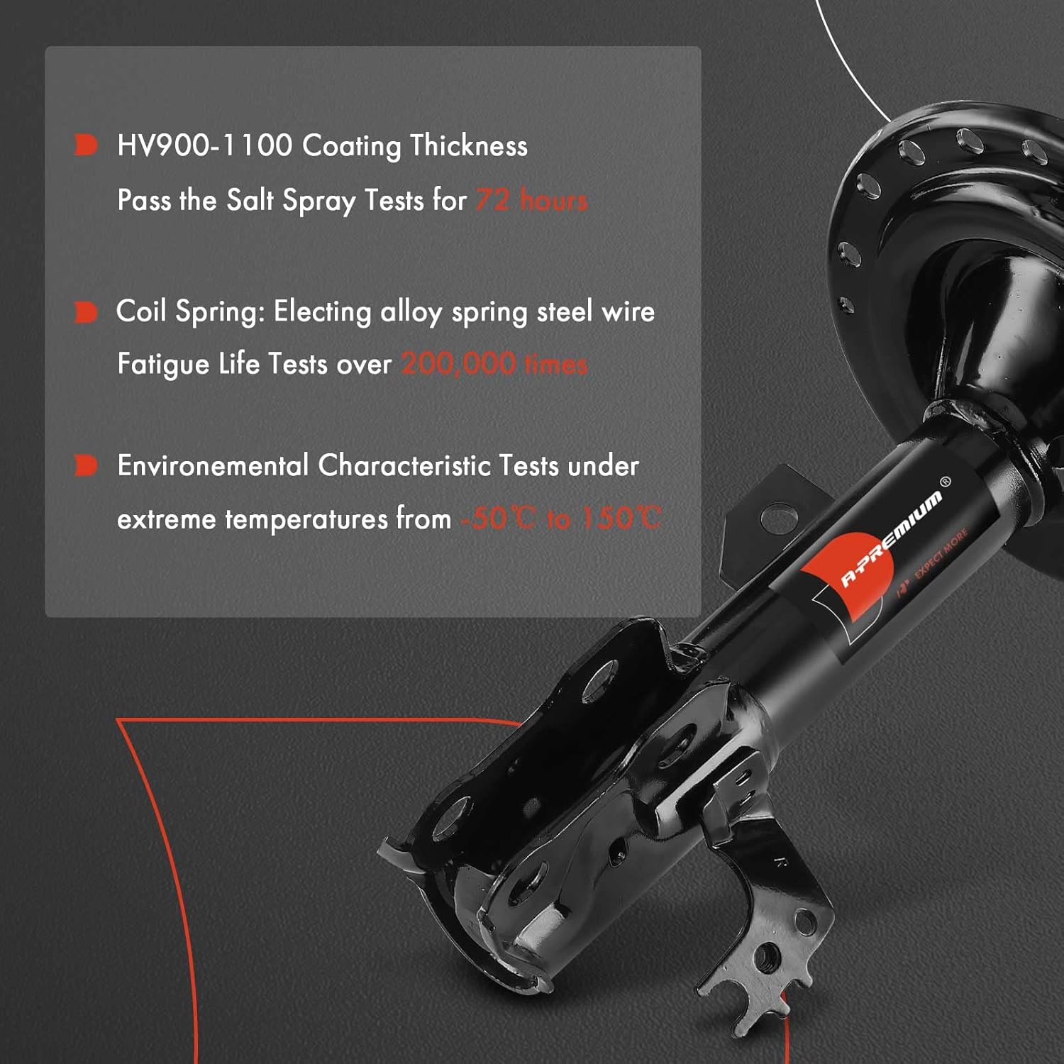 A-Premium Front Struts Compatible with Toyota Camry 2012-2017 - 2x Replacement Suspension Bare Strut Shock without Coil Spring