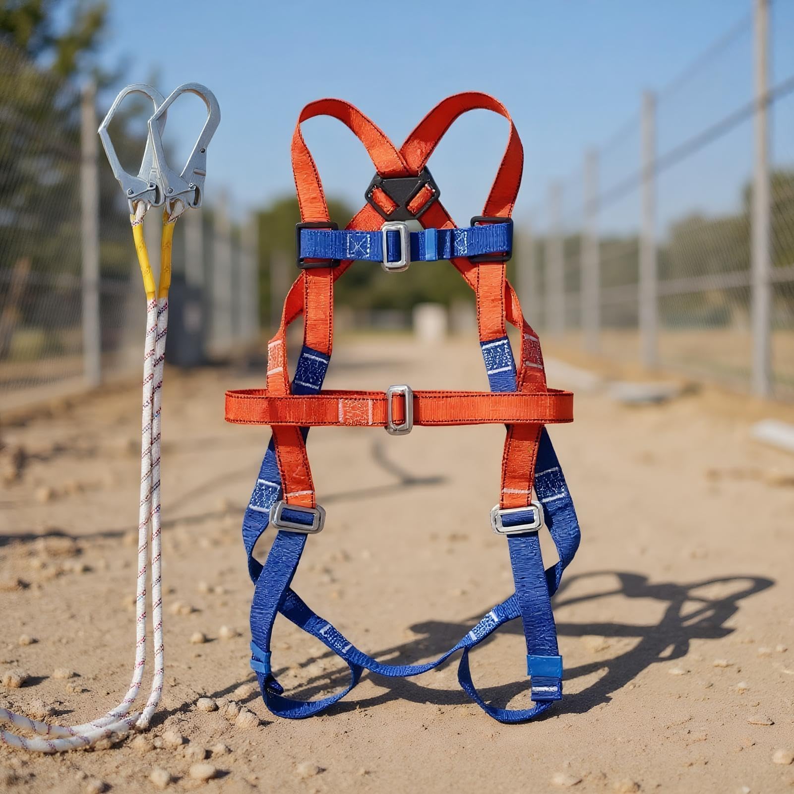 Arnés para Hombre Construcción Equipo Seguridad Flexible Con Cuerda | Protección Anticaídas con Arnés de Seguridad Kit De Seguridad Anticaídas Con Cuerda Para Escalada En Tejados, Caza,