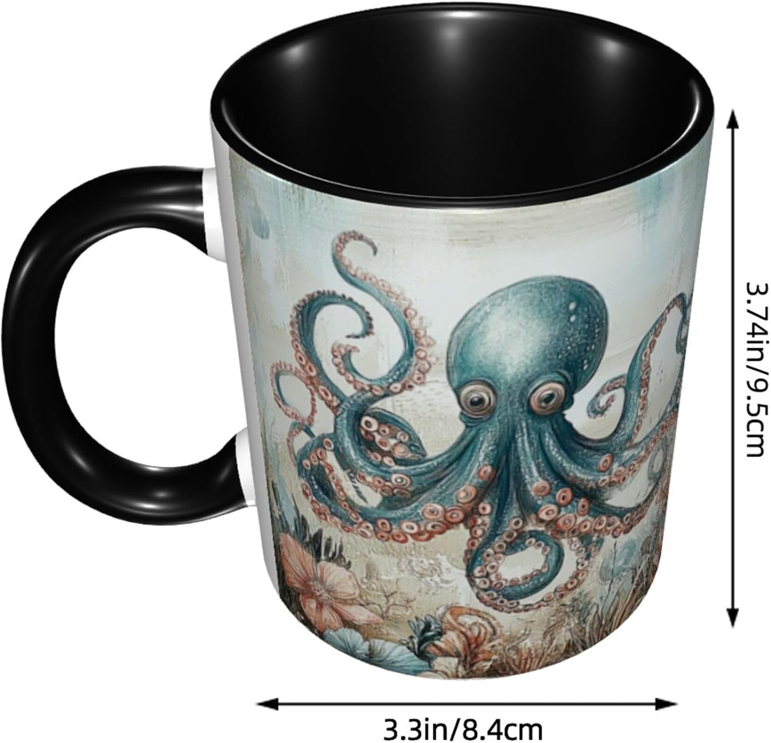 Octopus 11oz Coffee Mug Funny Ceramic Tea Cup for Women Porcelain Mugs With Handle Dishwasher Microwave Safe - Image 2
