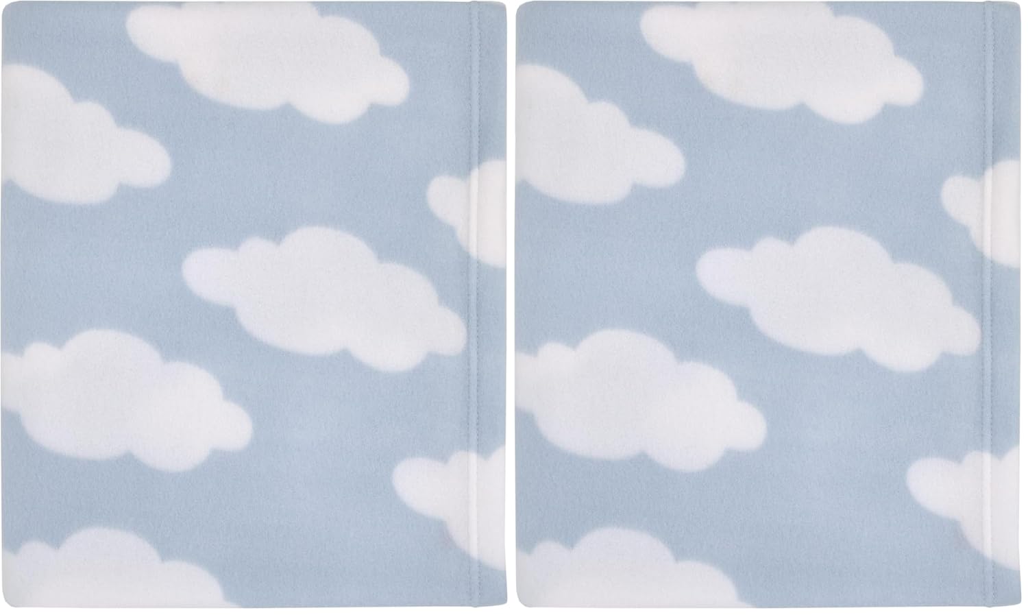 NoJo Everything Kids Light Blue and White Cloud Super Soft Toddler Blanket (Pack of 2)