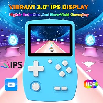 32 Bit Handheld Games for Kids Preloaded 139 Retro Video Games, Blue
