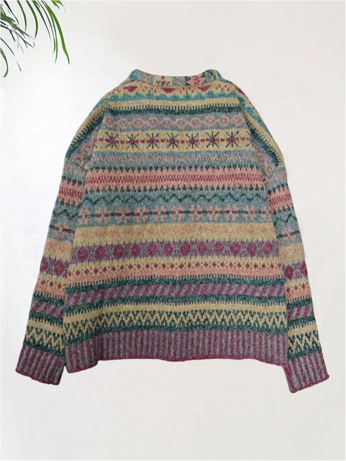 MakeMeChic Women's Fall Plus Size Striped Cardigan Long Sleeve Button Down Sweater - Image 2