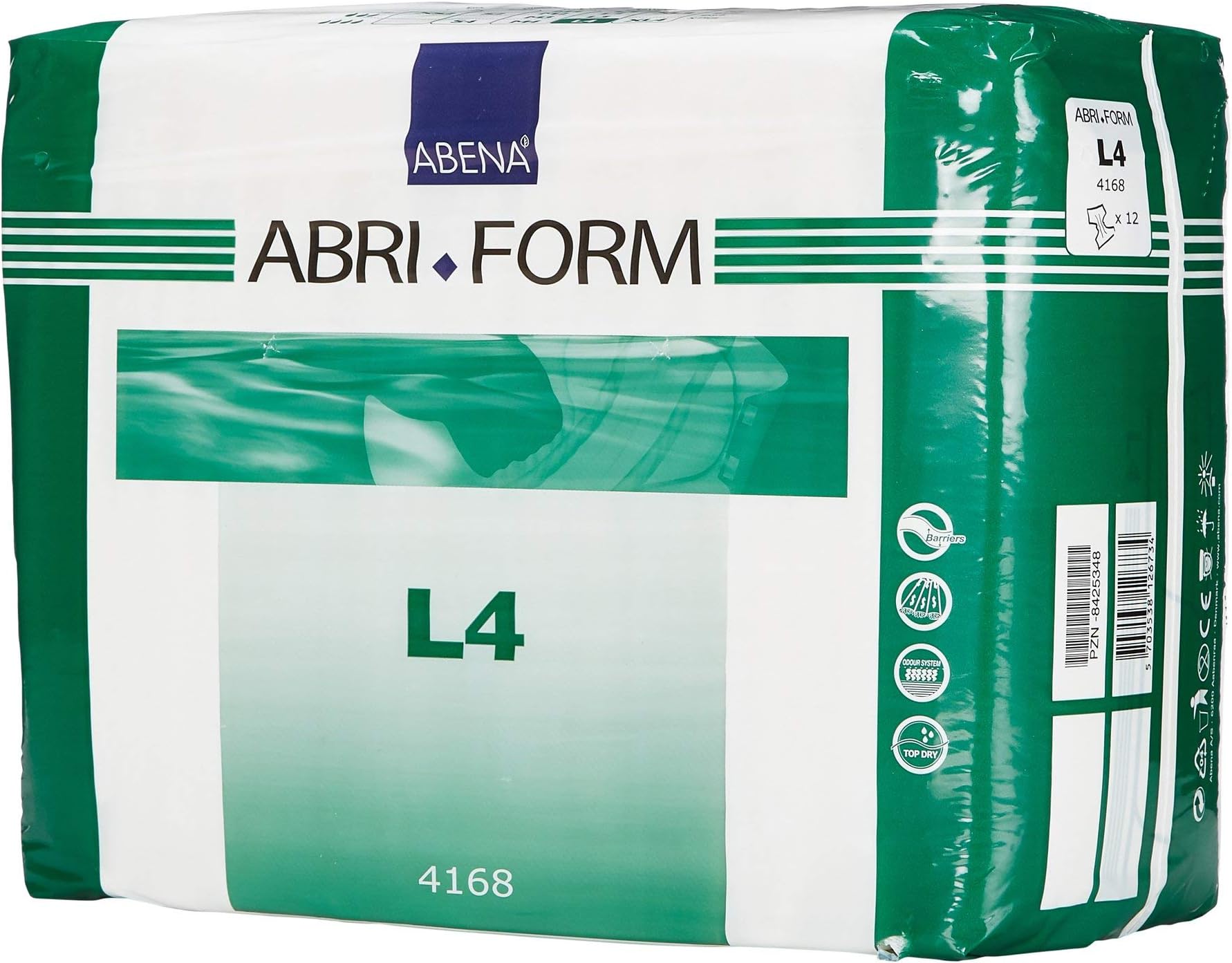 Abena Abri-Form Comfort Plastic-Backed Briefs, Level 4, (Medium To Large Sizes) Large, 12 Count