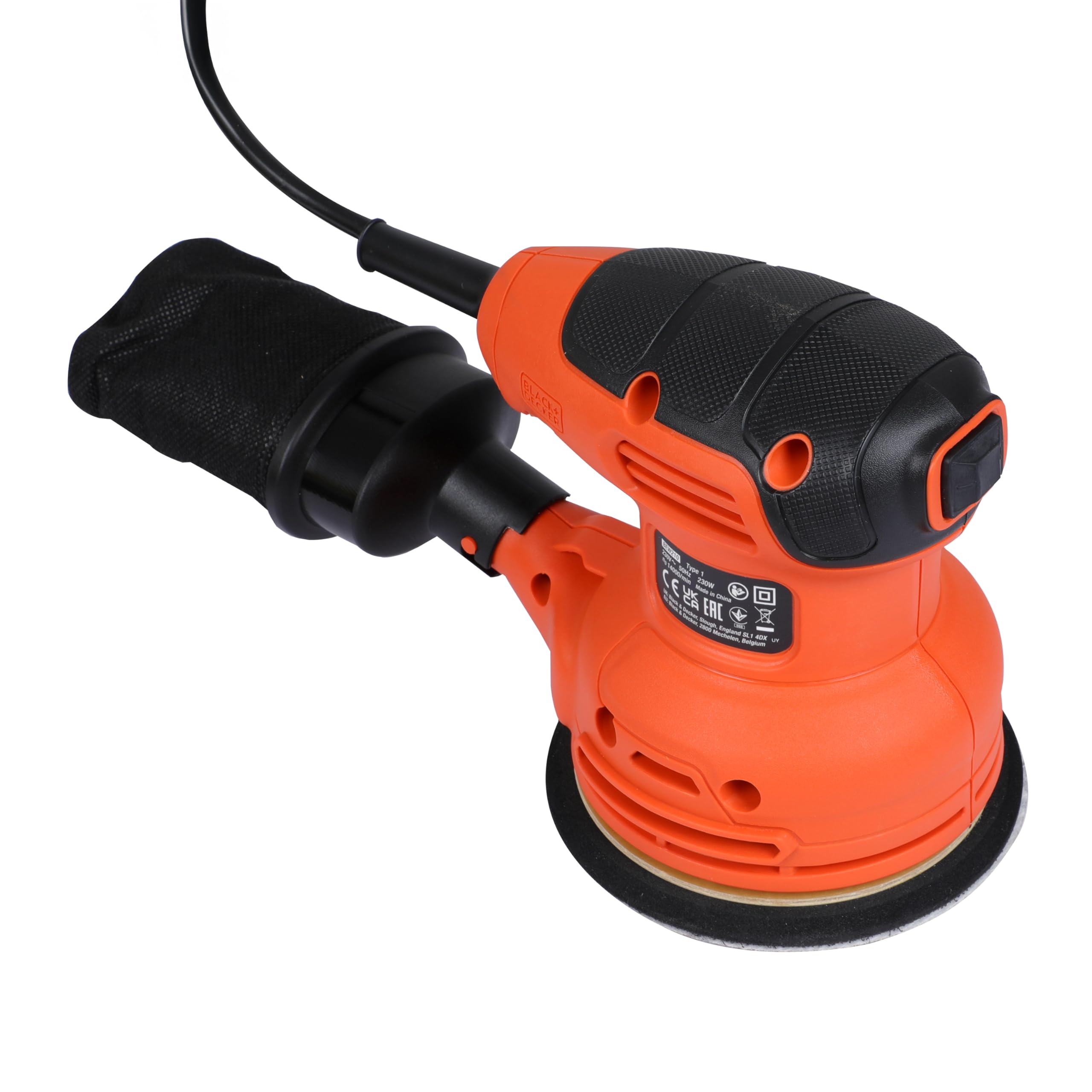 BLACK+DECKER Levigatrice roto orbitale 230W.Sacchetto raccoglipolvere incluso per un'area di lavoro più pulita. BEW210-QS