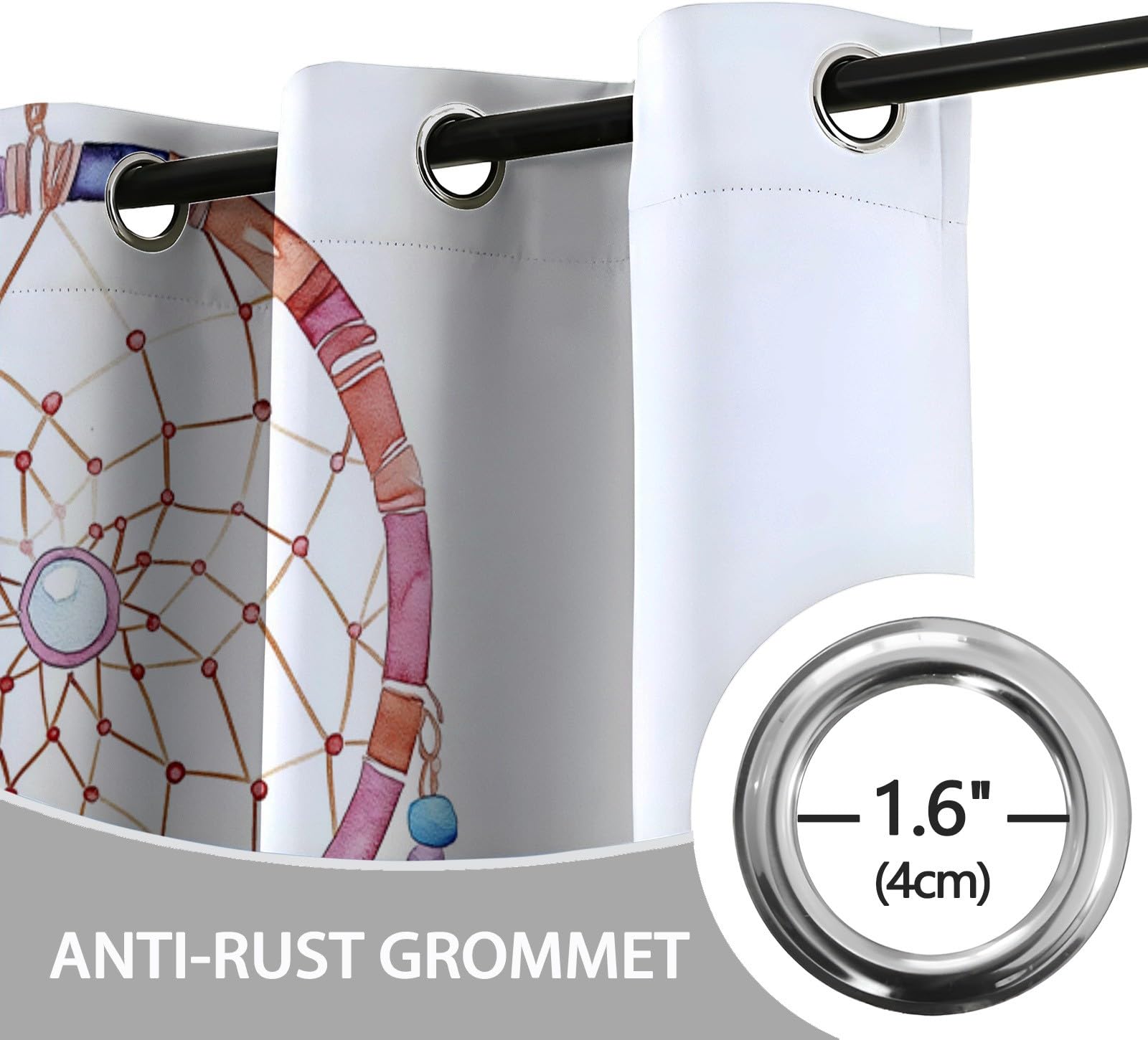Generisch Blickdicht Vorhang Ösenschal Verdunkelungsvorhang 3D Aquarellmalerei Traumfänger Gardinen Kinderzimmer Wohnzimmer Thermovorhang Polyester Vorhänge H260 x B140 cm 2Er Set