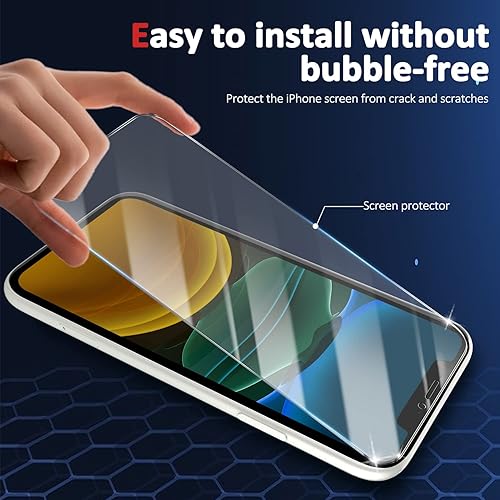 Miniatura 4 de YMHML Paquete de 3 protectores de pantalla de vidrio templado compatibles con iPhone 11, grado militar inastillable protector de pantalla HD