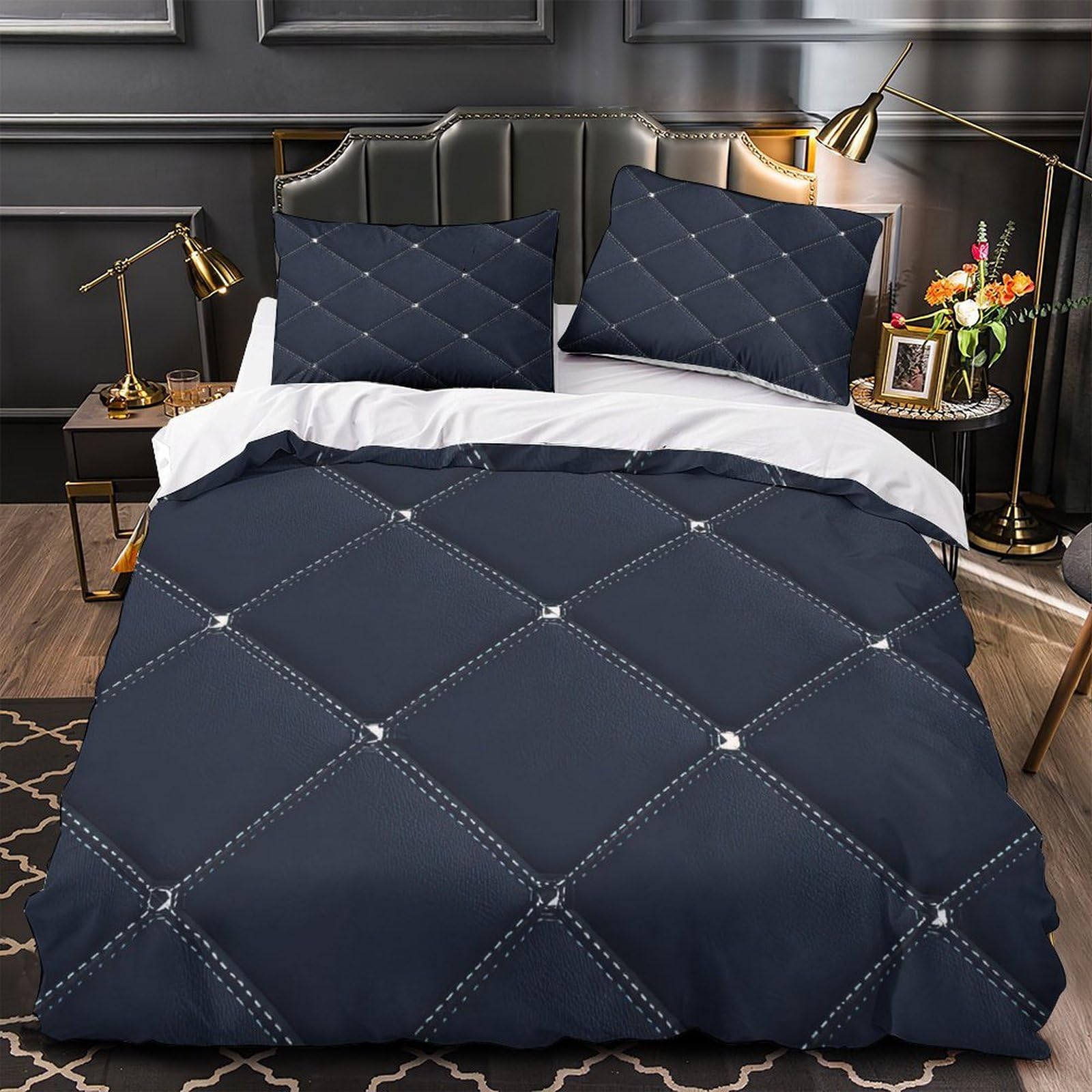 Parure de lit microfibre 3D motif diamant pour chambre enfants et hommes