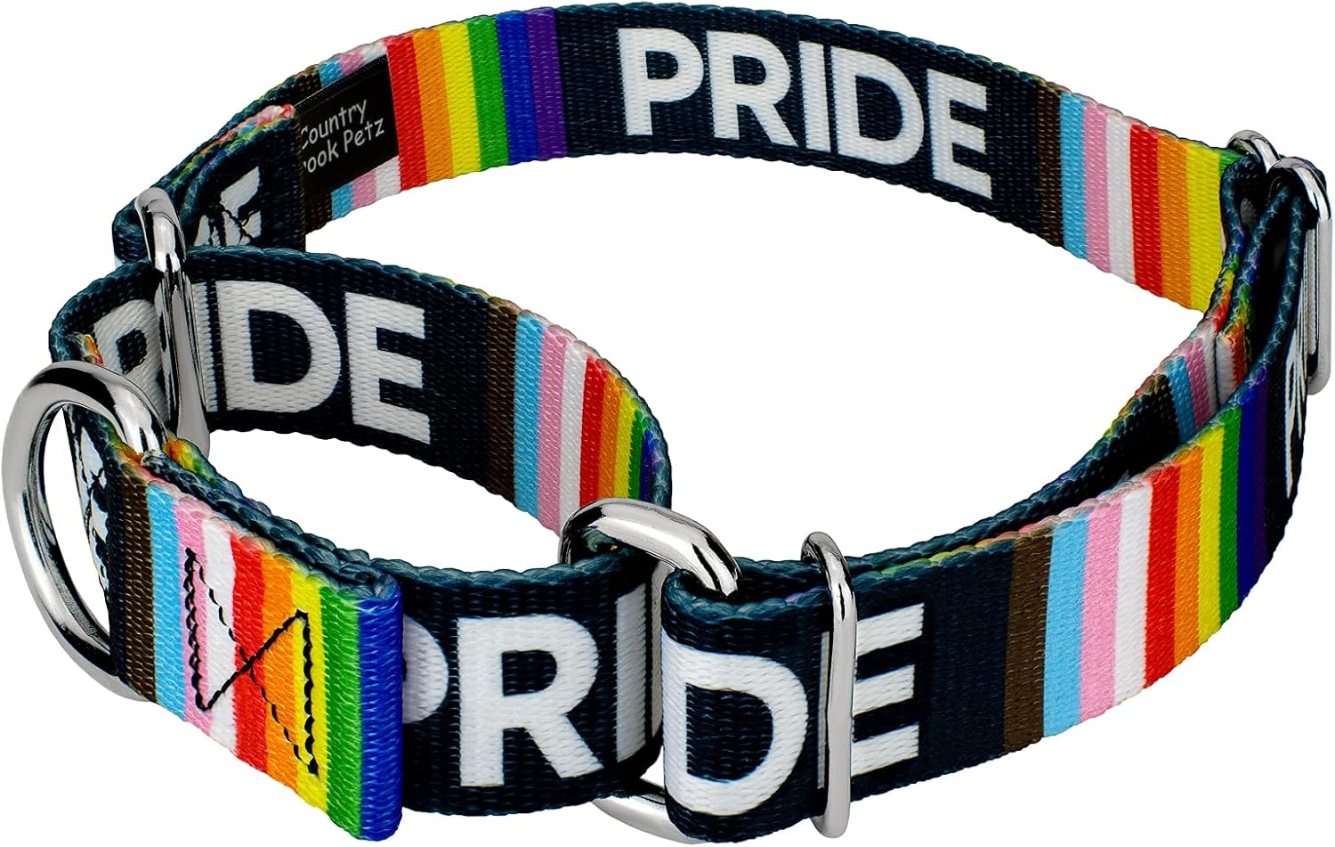 Country Brook Petz Martingale Pride Dog Collar & Leash Set - Heavy-Duty Training Collar - Rainbow Flag Colors for LGBTQIA+ Support, 1/2 Inch, 2XS