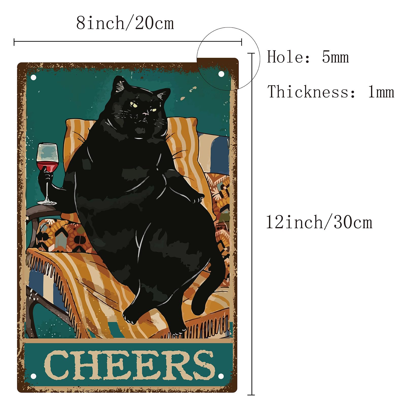 Targa Metallica Con Gatto Nero – 20x30 Cm, Scritta "A Cat Is Not Just A Cat", Vintage Per Parete, Decorazione Casa E Ristorante