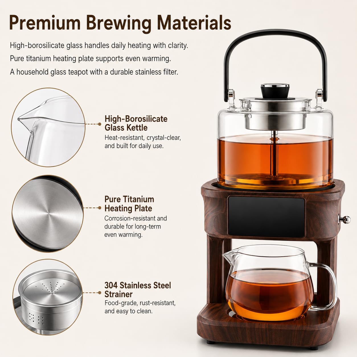Machine à thé goutte à goutte automatique, 1 L, 1350 W, 8 préréglages