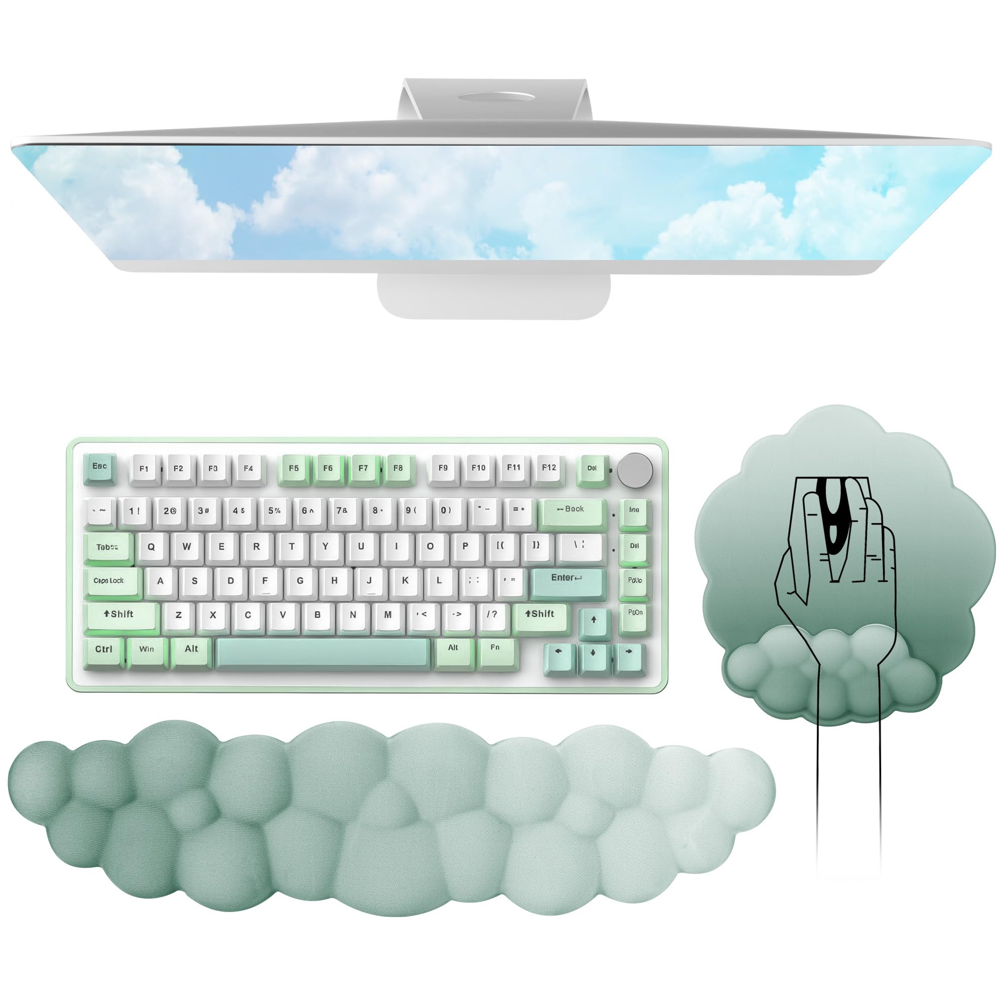 Repose-Poignet Ergonomique Nuage 3-en-1 - Clavier, Souris, Sous-Verre - Noir