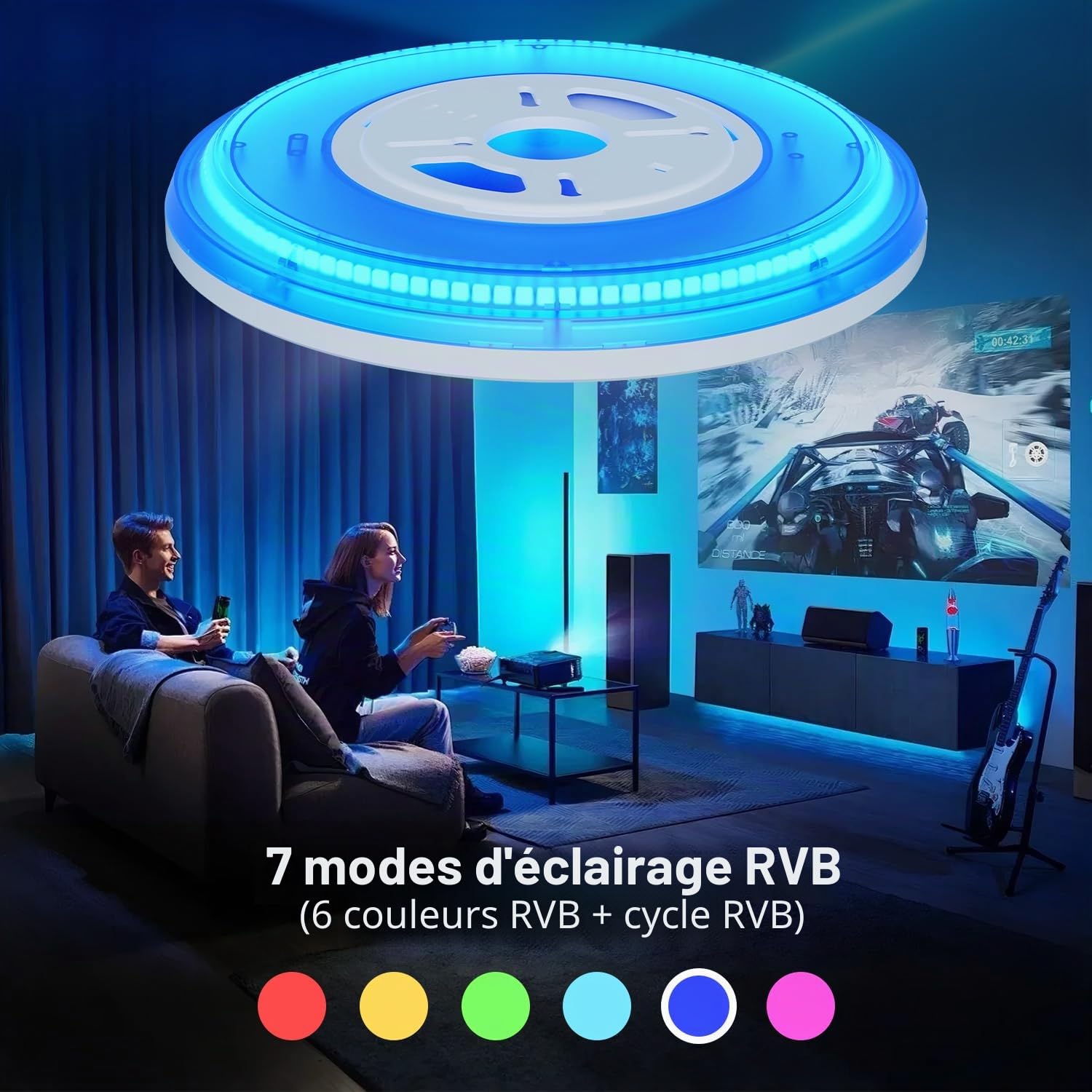 slochi Plafonnier LED à intensité variable avec télécommande, Lampe LED de Plafond RGB à changement de couleur, 30 cm, 3000K-6500K, pour salle de bain, Chambre d'enfant- ronde,Blanc