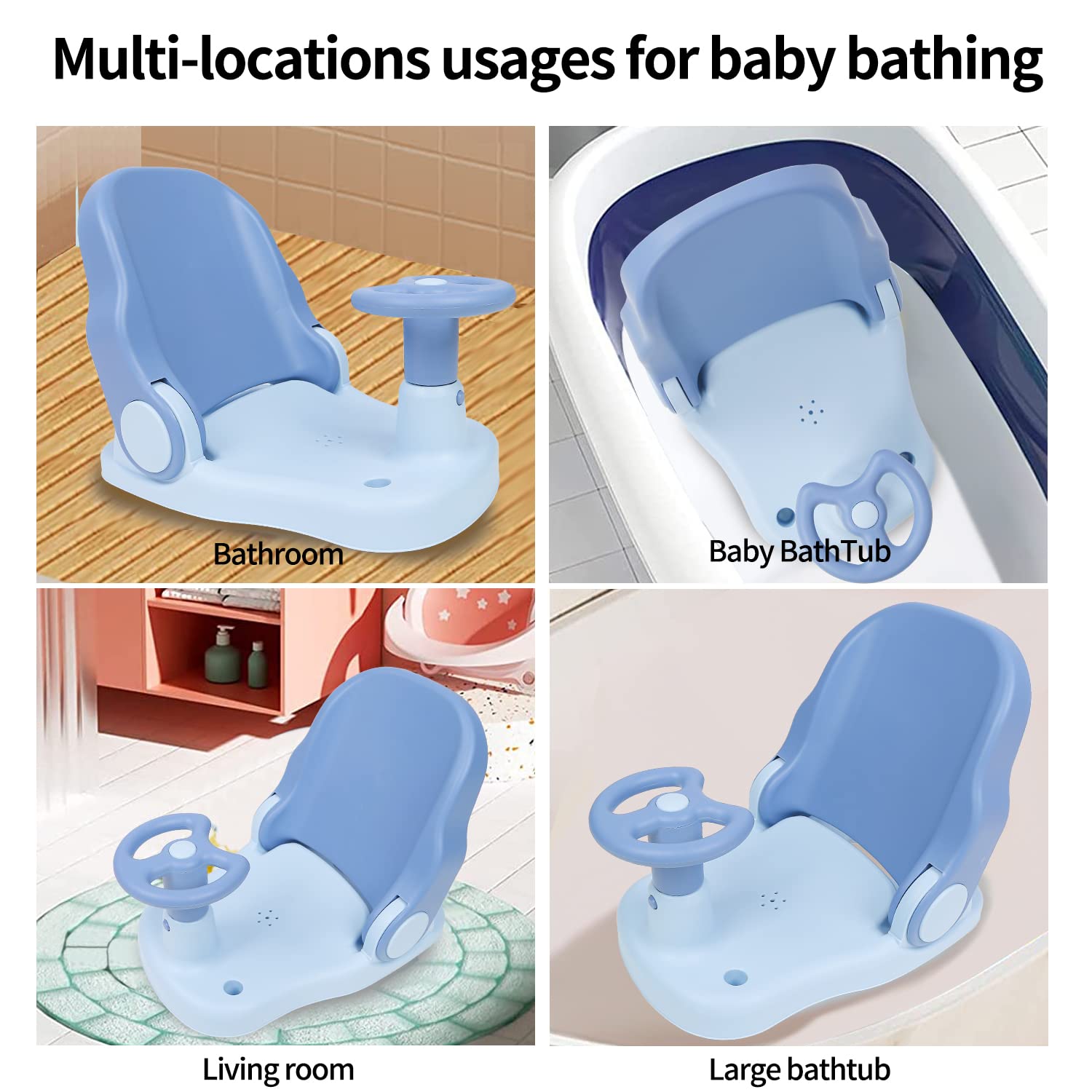 Morefeel Baby Bath Seat,Baby Bathtub Seat for Situp,Baby Shower Chair