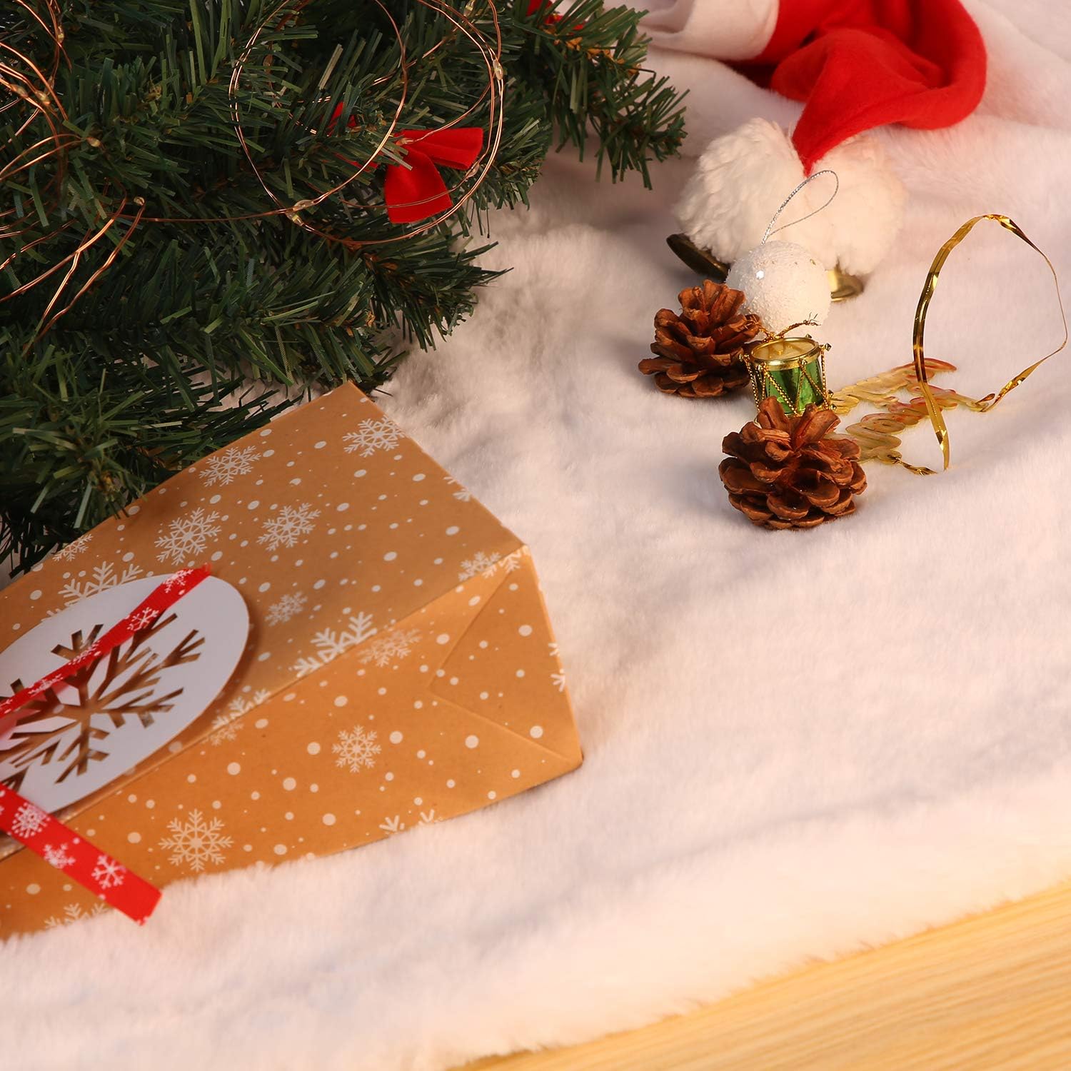 Mini Jupe De Sapin De Noël Blanche,2PCS Tapis Sapin Noel Blanc Rond,Jupe Sapin De Noël 40CM,Cache Pied Sapin De Noel Rond Doux - Maison