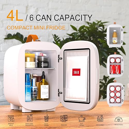 Miniatura 2 de Mini refrigerador para el cuidado de la piel del dormitorio refrigerador y calentador portátil pequeño refrigerador 4 litros6 latas con 12 V ACDCUSB
