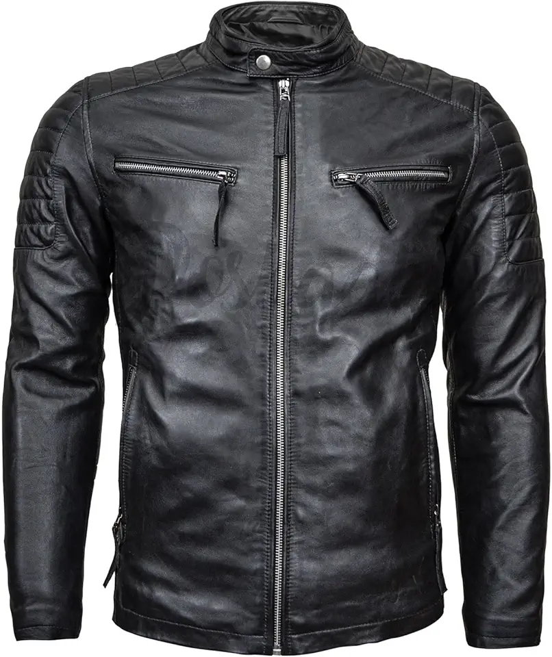 Leather Jacket Men - Stylish Cafe Racer for Men | Men's Leather Jacket Jacket for Comfort & Durability