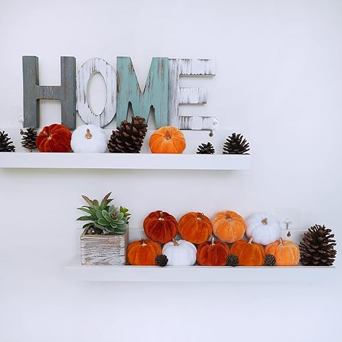 Miniatura 7 de Winlyn 12 calabazas decorativas de terciopelo sintético de cosecha pequeña, color naranja óxido, blanco, para otoño, boda, Halloween, Acción de
