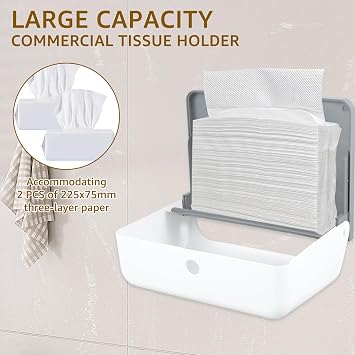 Paper Towel Dispenser Wall Mounted Hand Paper Dispenser Holds 200 Paper,C-Fold Hand Towel Dispenser Toilet Tissue Dispenser for Bathroom Kitchen Hotel Resturant (White)