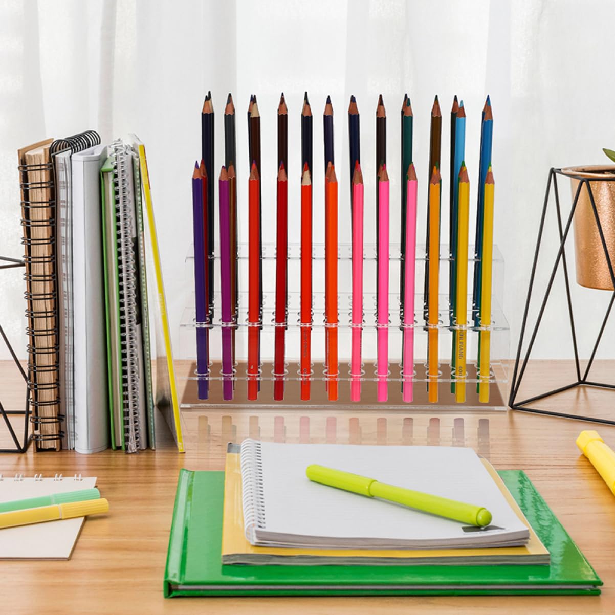 NUOBESTY Portapenne da Scrivania 2 Pezzi in Plastica Scomparti | Espositore per Penne e Matite, Piano Lavoro e Desktop, Formato Compatto per Organizzare Due Elementi