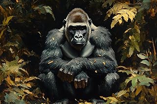 UV-ETRY DIY Paint by Numbers for Adults Beginner, Gorilla Watching Over Its Troop, Adult Crafts Adults' Paint-by-Number Kits, Room Decor Gift (16x20 inch,No Frame)