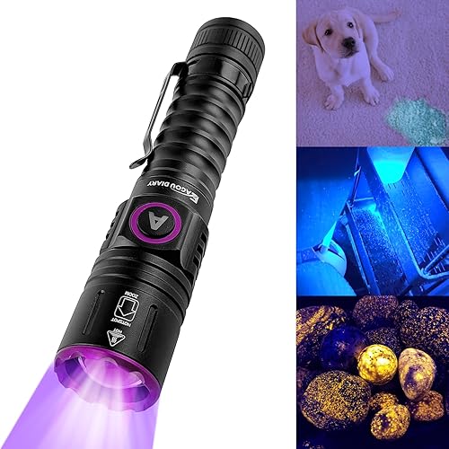 Eagou Diary Linternas de luz negra ULTRAVIOLETA 395nm 5W Pet Orina Detector Luz Zoomable Ultravioleta Recargable Impermeable