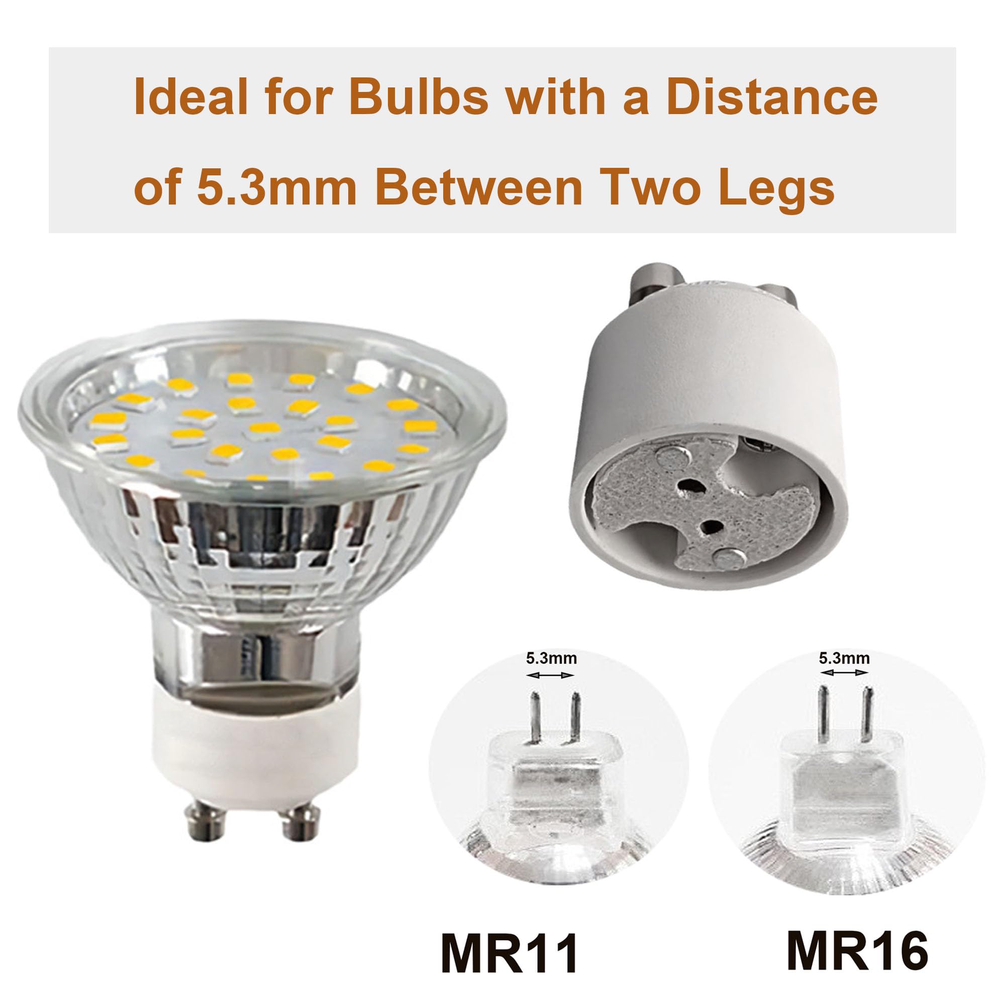 2 Adaptadores De Bombilla GU10 A MR16 GU5.3 - Convierte Tu Enchufe De Lámpara Rápidamente, Soporte De Metal Y Cerámica