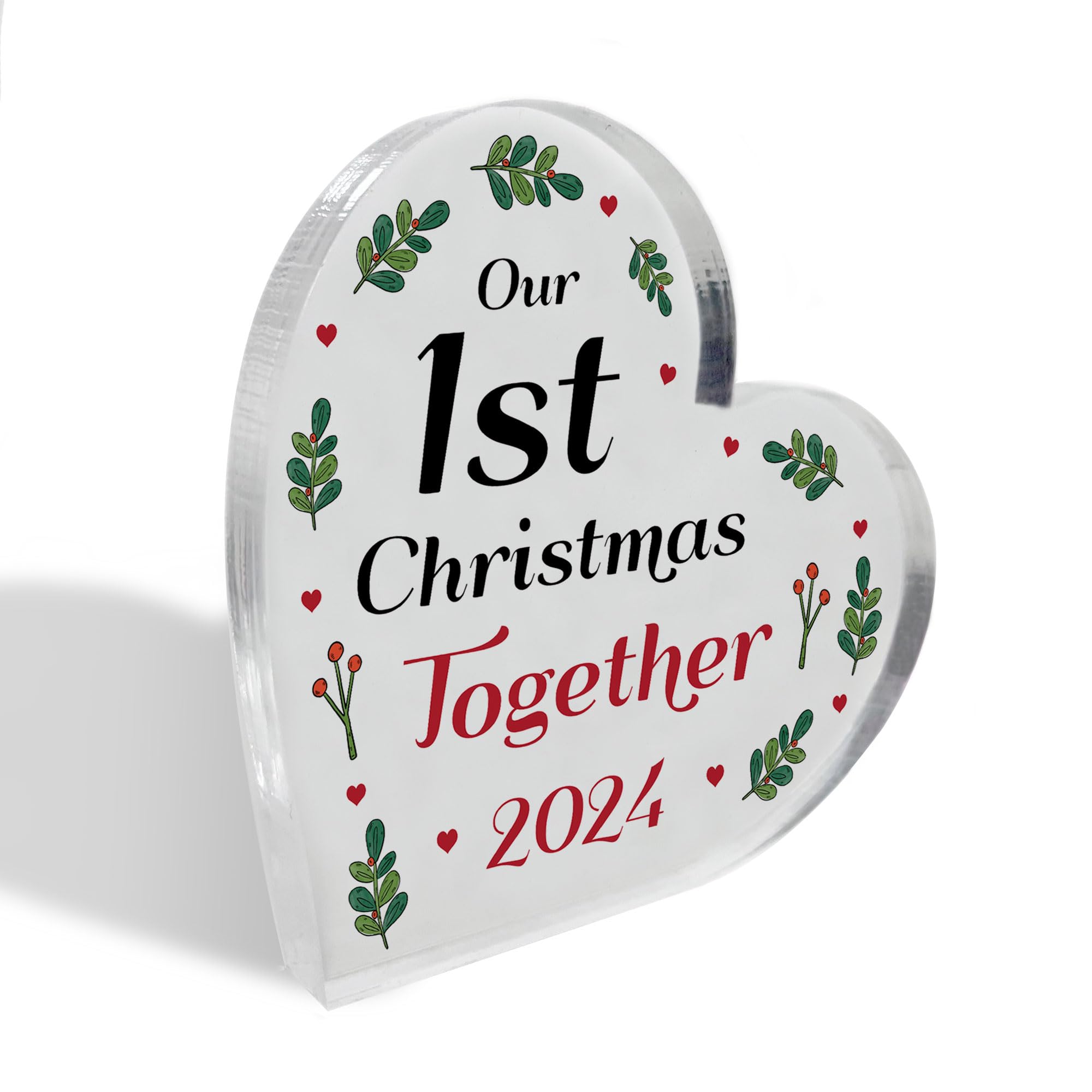 Red Ocean Our First Christmas Together Personalised Plaque Gift For Boyfriend Girlfriend New Couple Gift 1st Christmas Together Gift For Him Her Freestanding Plaque Keepsake Gift For Couple