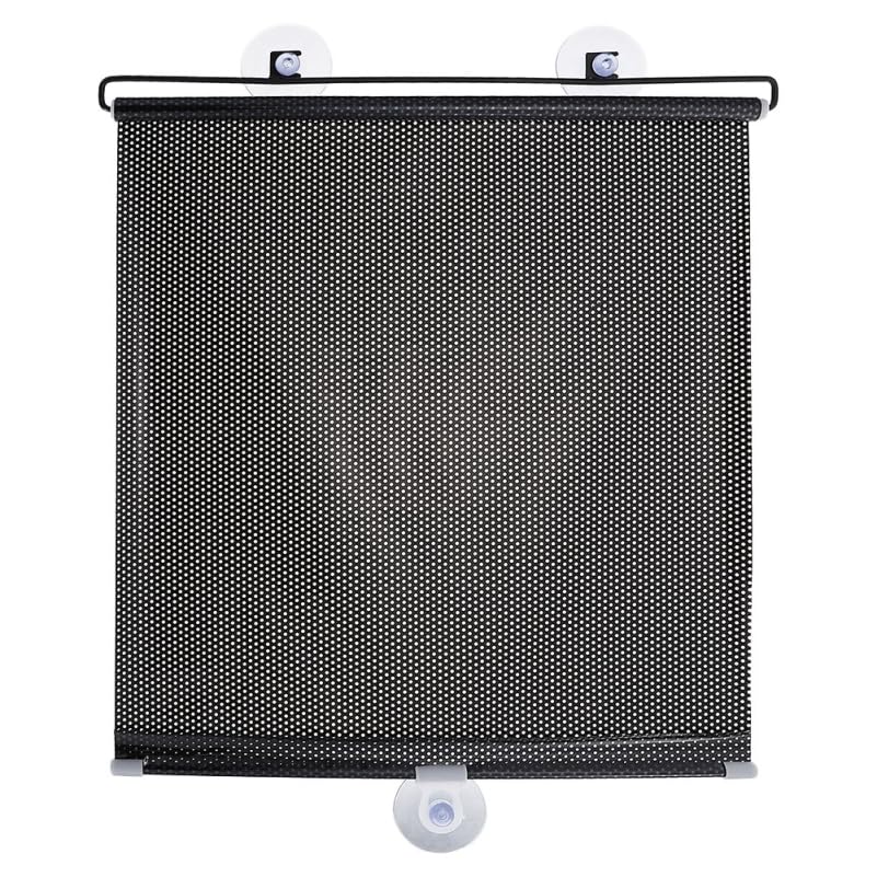 HOMSFOU Blackout Roller Shade with Suction Cups: Nail-free Window Sunshade 58x125cm – Indoor Privacy Curtain for Kitchen, Balcony & Bedroom, Wear-resistant Window Cover, Black