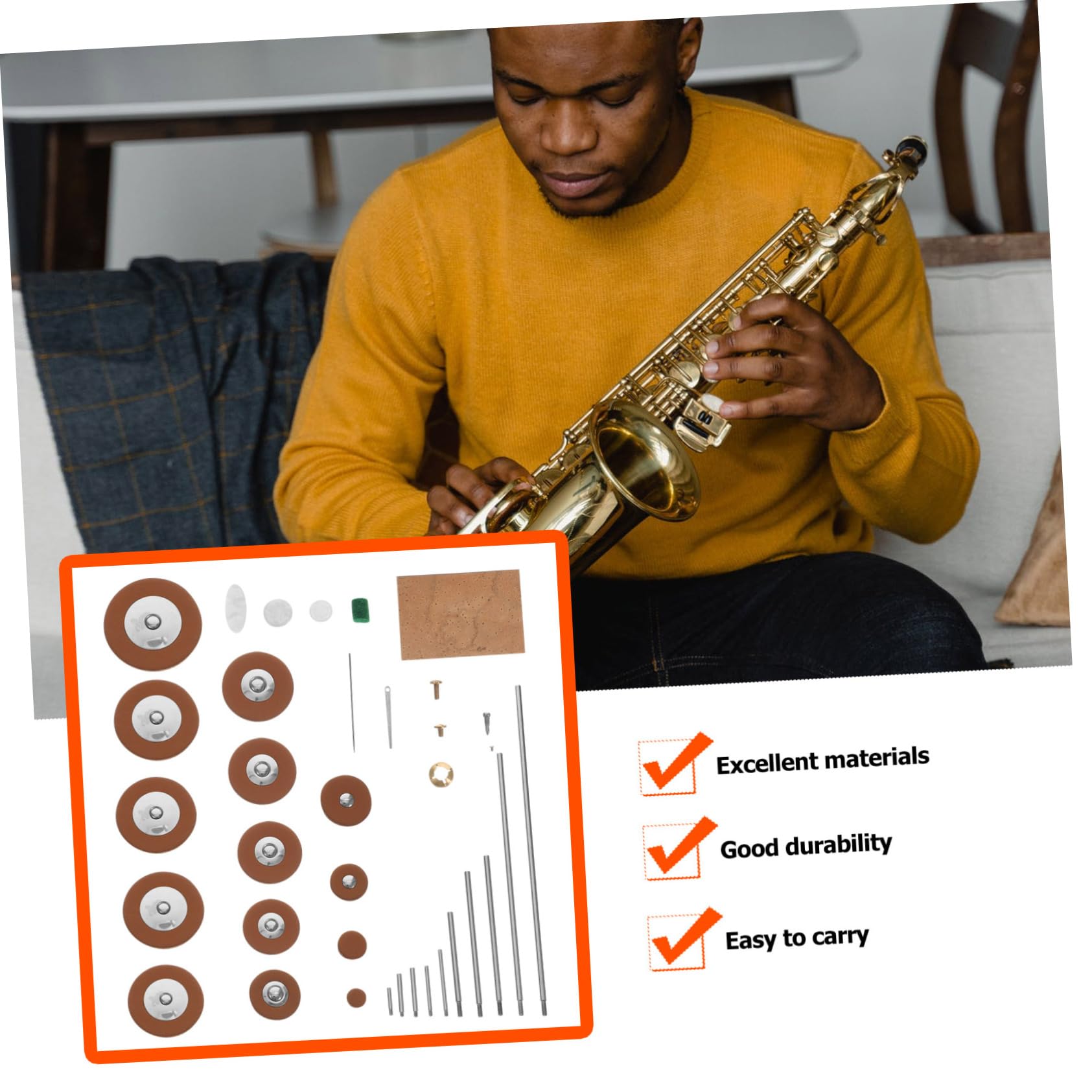 Mikinona Kit di Riparazione per Sax Alto Cuscinetti in Plastico e Metallo, Set Facile da Usare per Musicisti e Appassionati di Sax