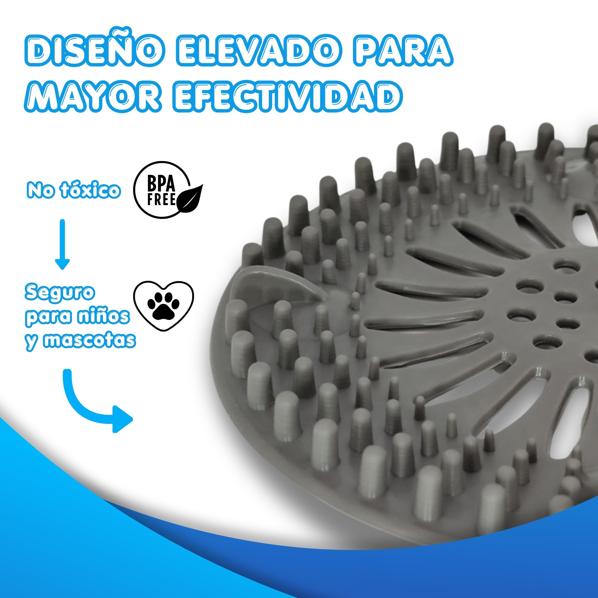 Atrapa Pelos Ducha | Rejilla Desague Ducha | Pack de 2 Unidades Color Gris con Ventosas | Filtro Desague para Bañera y Fregadero | para Evitar Cucarachas y Atascos.