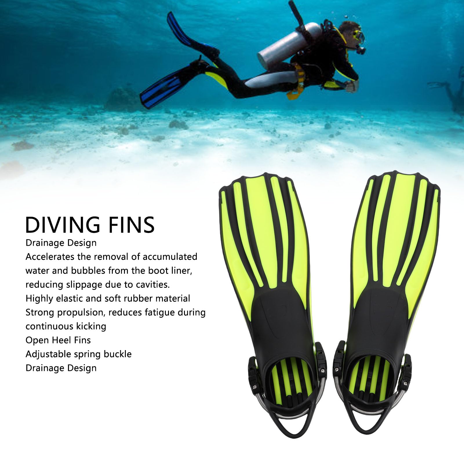 Diyeeni Regulowane Płetwy do Nurkowania z Materiału TPR do Snorkelingu