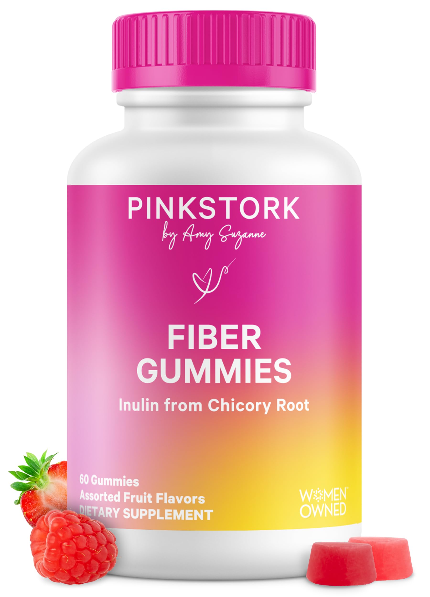 Prenatal Fiber Gummies for Women - 3g Prebiotic Inulin from Chicory Root - Natural Pregnancy & Postpartum Stool Softeners for Constipation & Digestive Health - 60 Vegan Fiber Chews