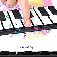 Vista 5 de Piano enrollable de 49 teclas con bolsa de transporte, 8 tonos diferentes, batería de litio recargable incorporada, altavoces integrados de 2 W