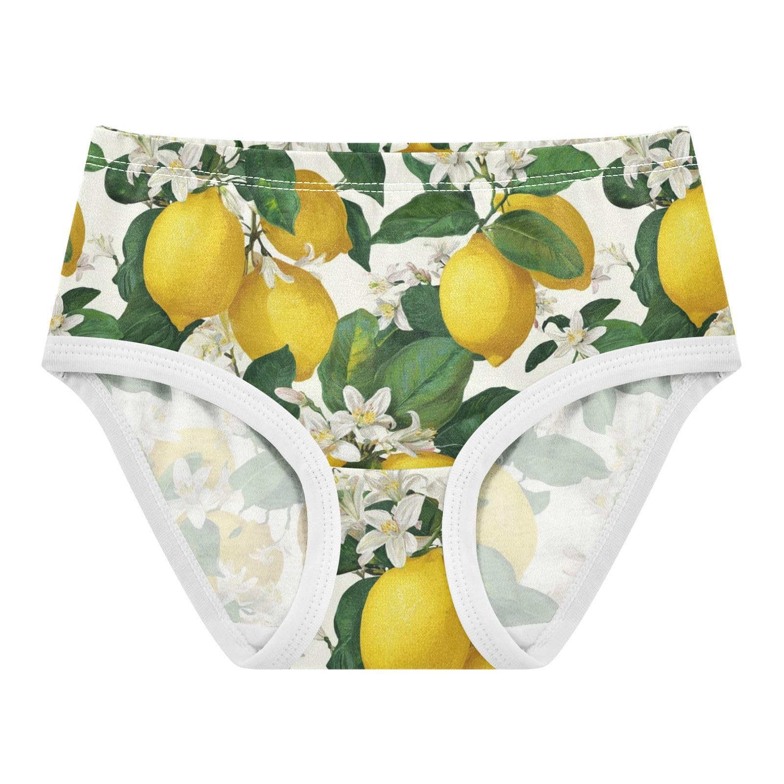 Wusikd Lemons Flowers White Girls Underwear Cotton Girls Briefs Soft Toddler Underwear 2T