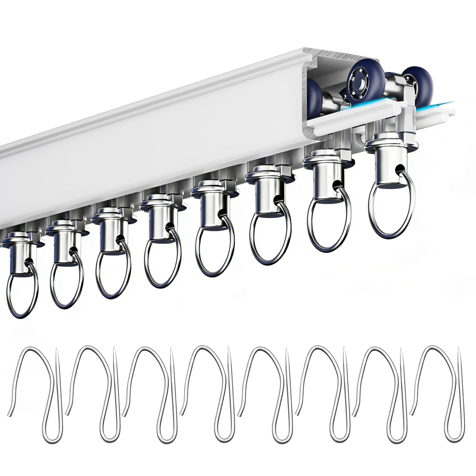 Rodillos de aluminio ain Track 501500 CM para pared lisa/barra de cortina Easy Inll para privacidad (600 cm) versátil y
