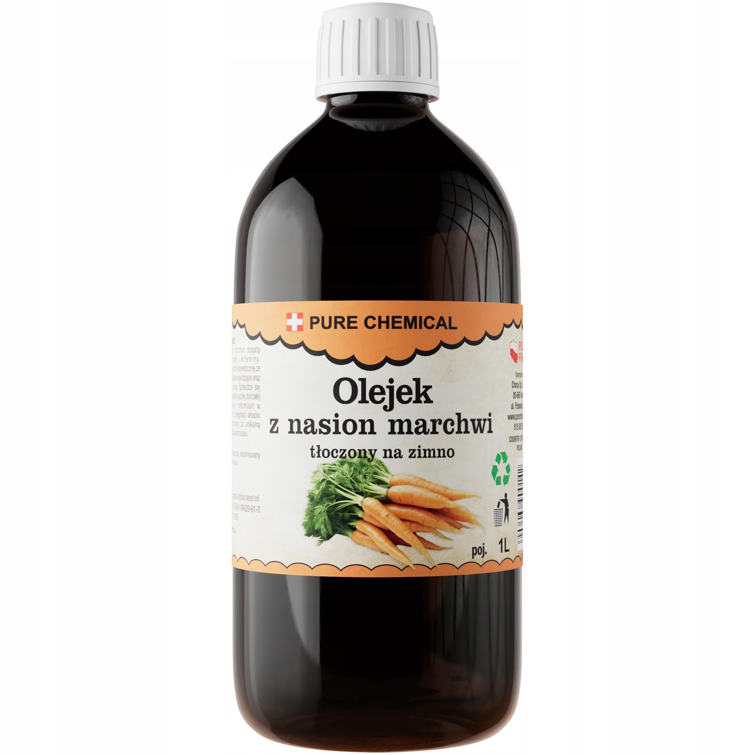 CHOSA Karottensamenöl Bio Kaltgepresst Unraffiniert 1000 ml | 100% Reines Karottenöl Gesicht, Körper und Haare, Sonnenöl Sonnenschutz und Bräune, Reich an Antioxidantien