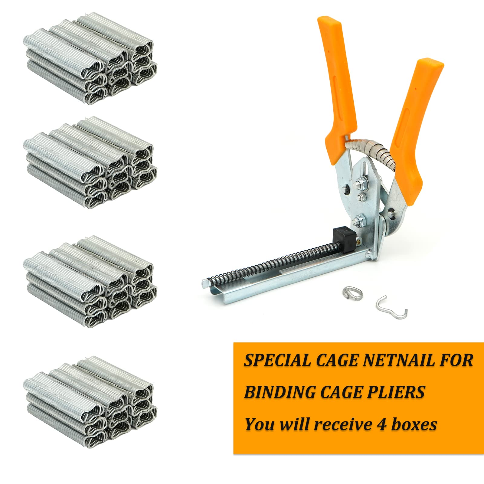 Kit di Pinze ad Anello per Chiodi di Maiale di Tipo M con 2400pz M Clips, Pinza per il Fissaggio di Gabbie Metalliche per il Fissaggio di Recinzioni, Installazione di Tappezzerie, Gabbie per Animali