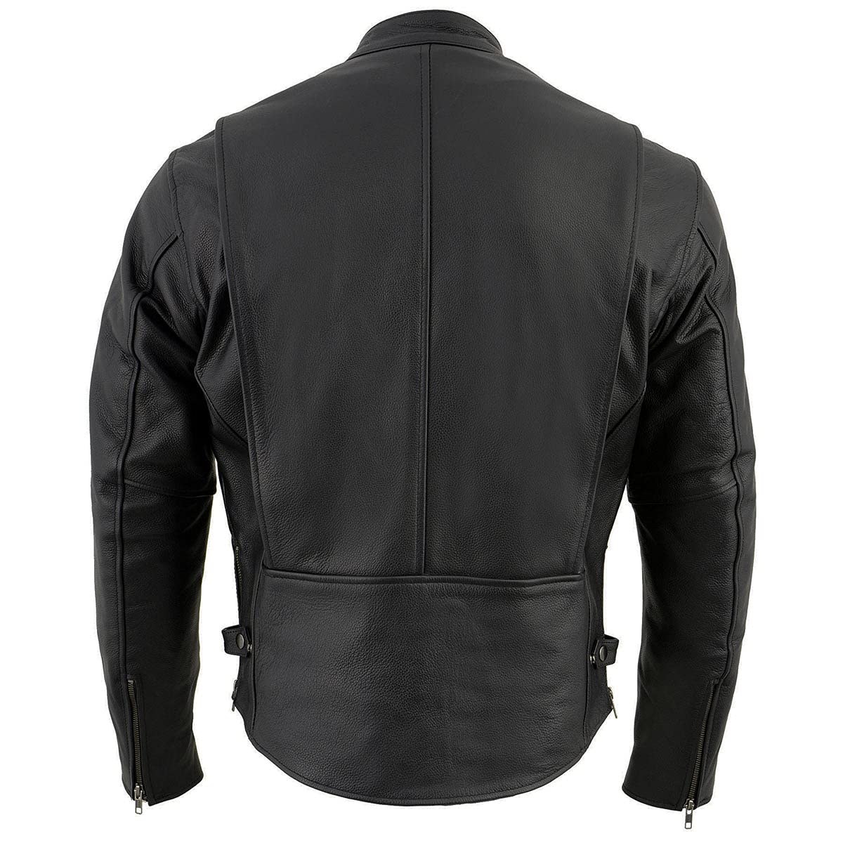 Milwaukee Leather LKM1710 Mens Black Classic Scooter Style Leather Motorcycle Jacket w Removable Thermal Liner — view 2