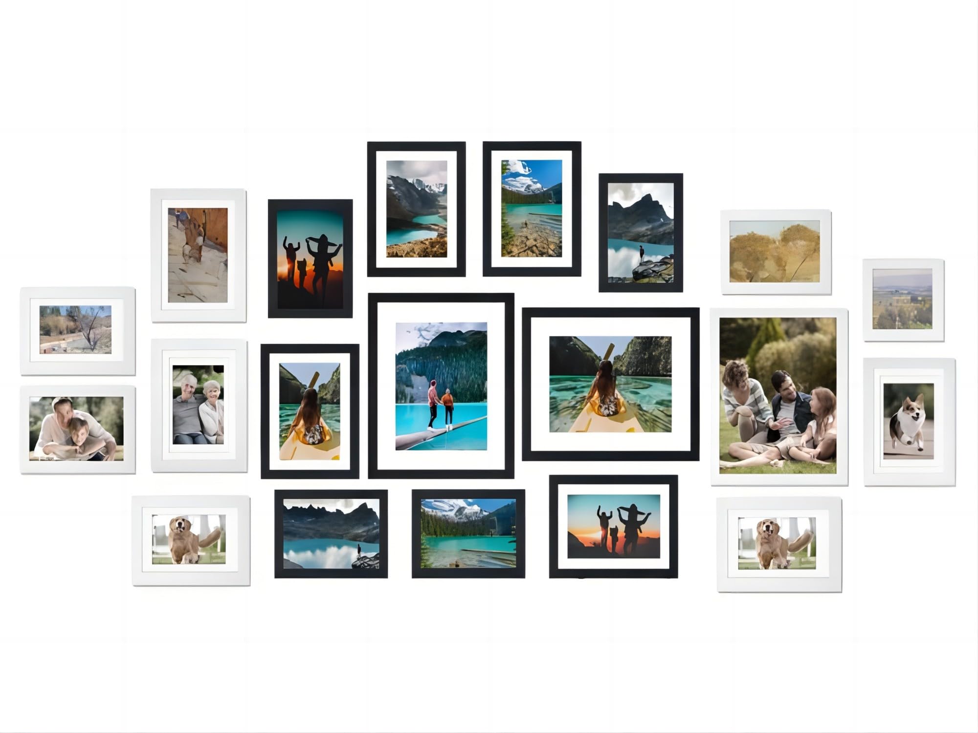FoldTier 20 marcos de fotos de varios tamaños, decoración de pared, 2 piezas de 8 x 10, 8 piezas de 5 x 7, 10 marcos de fotos familiares de 4 x 6 pulgadas, juego de marcos de pared para montaje en