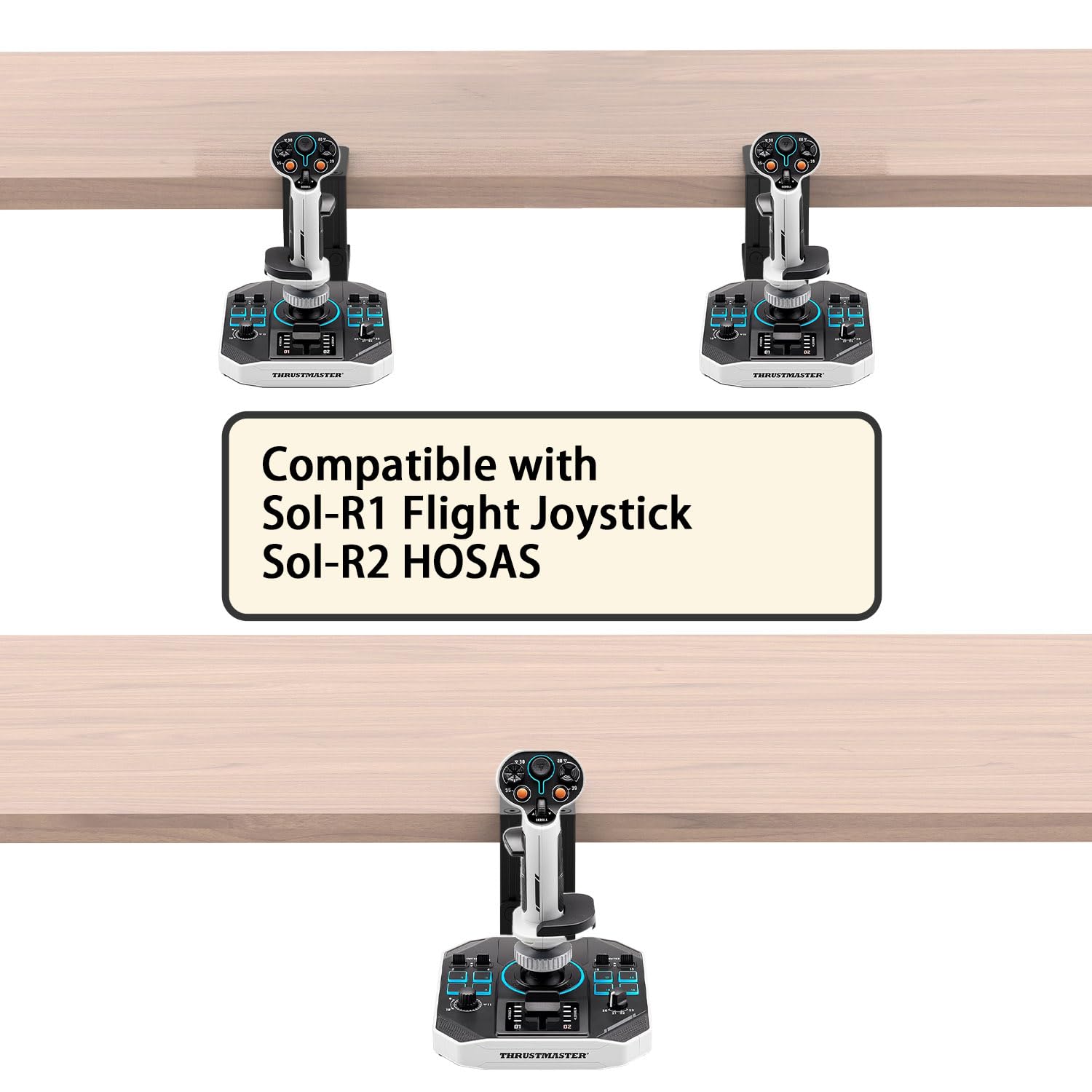 Supporto da scrivania in metallo compatibile con Thrustmaster SimTask Farmstick, T-Flight One, Hotas 4, Hotas X, T16000M FCS, TCA Sidestick, Sol-R1, Sol-R2