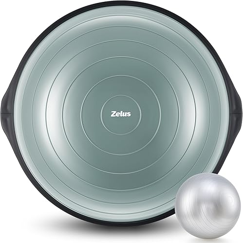 ZELUS Bola de equilibrio de 25 pulgadas  Media pelota inflable de ejercicio de 660 libras con base antideslizante  Equipo de entrenamiento de fuerza