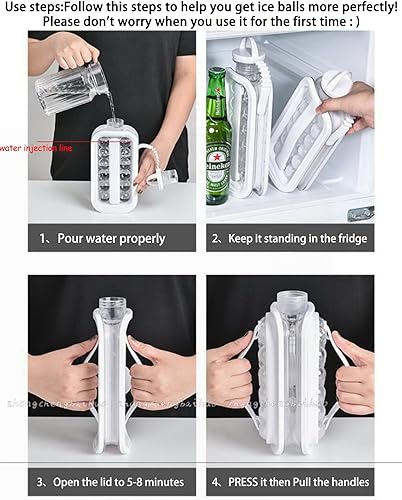 Miniatura 6 de LittleStar - Bandejas de cubitos de hielo, recipiente portátil 2 en 1 para hacer bolitas de hielo, 17 rejillas, cuerpo plano y tapa, para hockey,