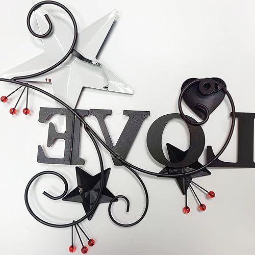 Miniatura 6 de Primitive Country - Arte de pared de metal con estrellas y corazones americanos, 4 de julio, decoración patriótica de pared para interiores y